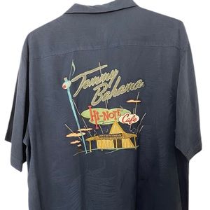 Tommy Bahama Mens Embroidered Silk Shirt Hi Note Cafe Size M